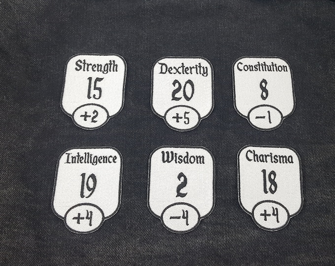 TTRPG Stat Patch, Fully Embroidered DnD Attribute Emblem, Customizable Character Sheet Badge, Perfect Gift for Nerd