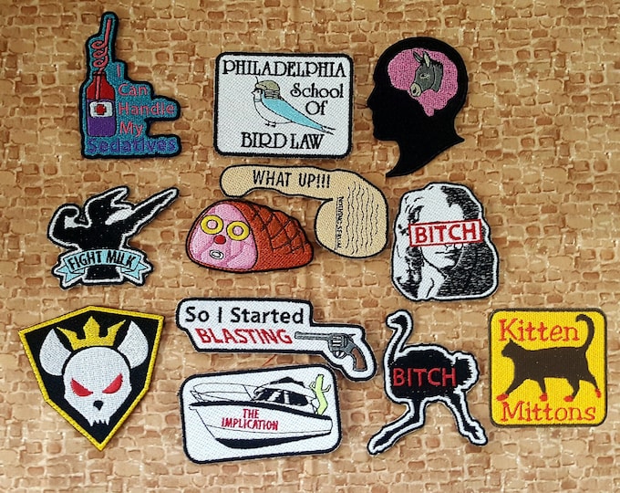 IASIP-Inspired Patches, Comedy Meme Emblems, Silly TV Show Symbols, Perfect for Battle Vests or Jackets