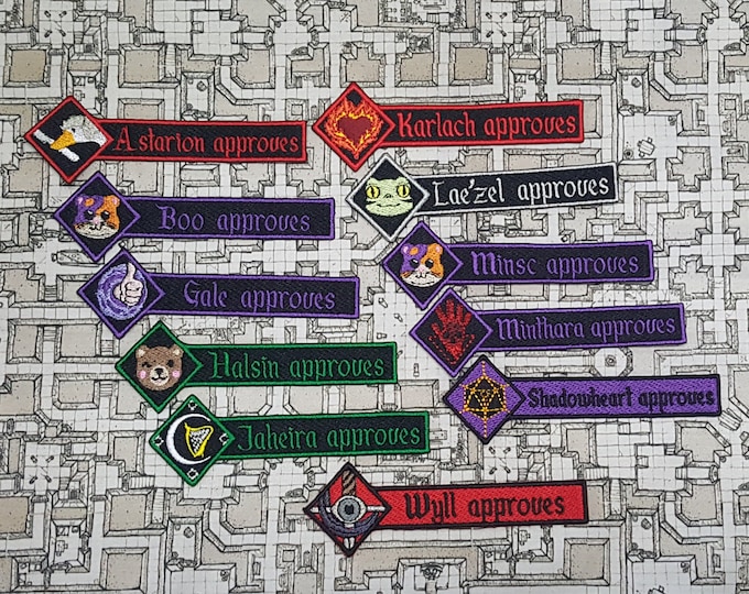 Companion Approves Patches, DnD-Inspired Popular RPG NPC Patches, Fully Embroidered Video Game Morale Patches