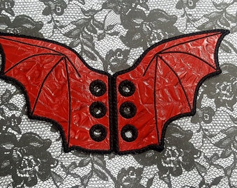 Bloody Red Bat Shoelace Wings, Stoker-Inspired Shoe Accessory, Embroidered Vinyl Cute Boot Accent, Sneaker Lace Dragon Wings, Gift for Goth
