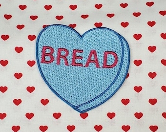 Bread Candy Heart Patch, Valentine Emblem, Crude Candy Symbol, Fully Embroidered Heart Morale Patch