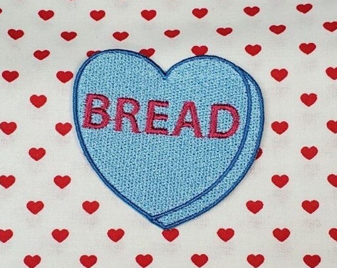 Bread Candy Heart Patch, Valentine Emblem, Crude Candy Symbol, Fully Embroidered Heart Morale Patch