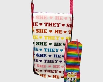 LGBTQIA+ Crossbody Convention Bag, Park Hopper Pride Purse, Rainbow Pronoun Handbag, Perfect for Day Trips