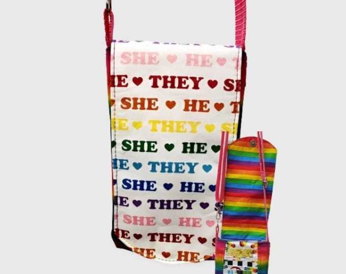 LGBTQIA+ Crossbody Convention Bag, Park Hopper Pride Purse, Rainbow Pronoun Handbag, Perfect for Day Trips