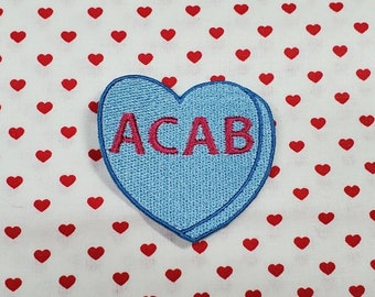 ACAB Candy Heart Patch, Valentine Emblem, Crude Candy Symbol, Fully Embroidered Heart Morale Patch