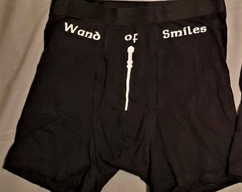 Wand of Smiles Nerdy Underwear, Dirty and Dashing Boxers, Cast a Spell on your Partner, Dungeons and Dragons, Sizes Available From Small-2XL