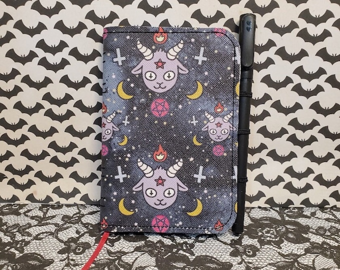 Chibi Baphomet  Journal, Miniature Composition Witchy Spells Notebook, Mini Comp Pocket Notepad
