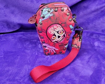 Corpse Brain Coffin Wristlet bag, Zombie Core Purse, Riveted Vinyl Coffin Zipper Tote, Horror Classic