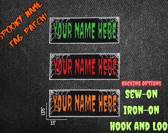 SpiderWeb Custom Name Patch,  gothic themed, Halloween customizable Morale Patch, Iron on, Hook and Loop