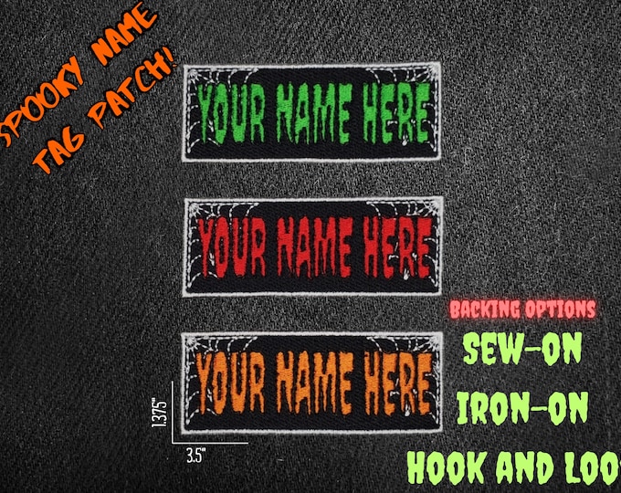 SpiderWeb Custom Name Patch,  gothic themed, Halloween customizable Morale Patch, Iron on, Hook and Loop
