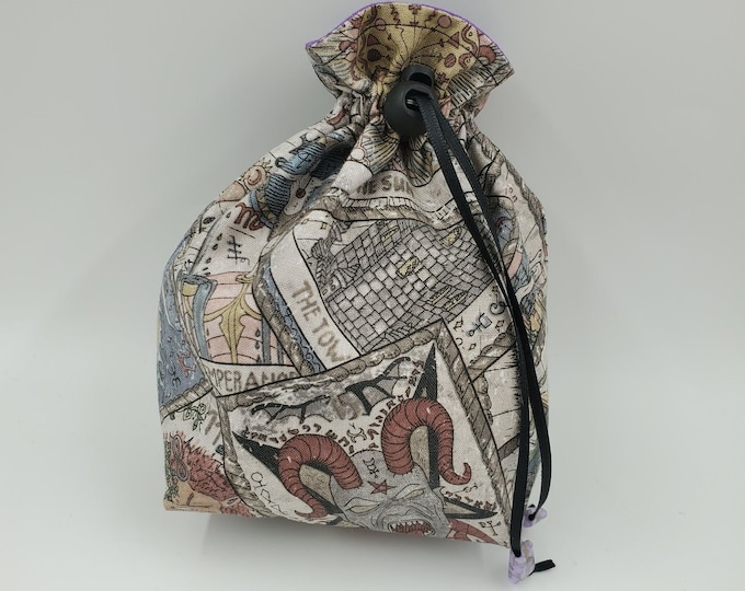 Tarot Card Cinch Bag, Oracle Deck Purse, Druid Spell Card Sack, Dungeons and Dragons Dice Pouch, Gift for Goblin