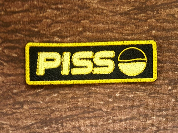 Bold and Playful "Piss" Soda Embroidered Patch - Unique Pop Culture Statement