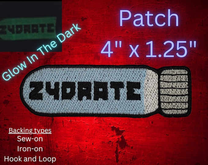 Zydrate Glow in the Dark Fully Embroidered Patch, Genetic Company Badge, Gothic Opera Label, Cult Hit Musical Halloween Patch