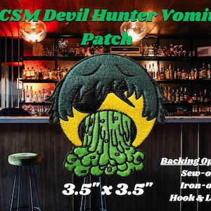 CSM Vomit Emoticon Anime Patch, Power Tool Doggo and Friends, High Quality Fully Embroidered Demon Fighting Patches