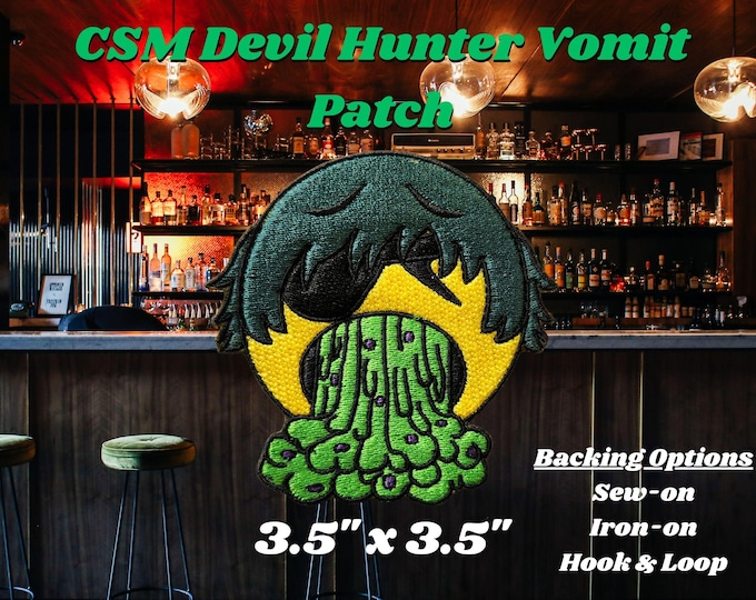 CSM Vomit Emoticon Anime Patch, Power Tool Doggo and Friends, High Quality Fully Embroidered Demon Fighting Patches