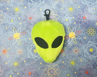 Cute Alien Keyfob, Fuzzy Key Fob, UFO Keychain, Space Key Chain, Sci-Fi Luggage Tag, Intergalactic Purse Charm
