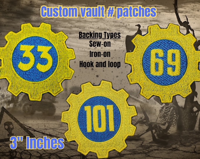 Customizable Vault Patch - Fully Embroidered for Video Game Biker Badges - Sci-Fi Retro Label - Ideal for Vault Dweller Cosplay