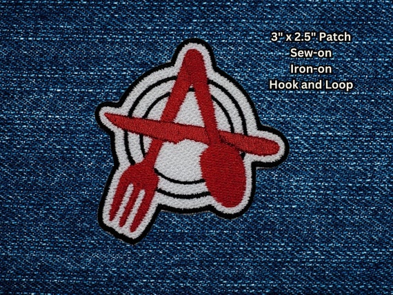 Anarchist Cook Patch, Anarchy Cutlery Logo, Cookbook Punk Symbol, Perfect for Chaotic Line Cooks and Chefs