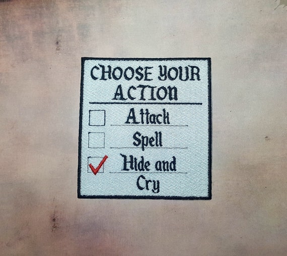 Hide and Cry Action Patch Fully Embroidered, DnD Emblem, TTRPG Badge, Perfect for DnD Battle Jacket Vest or Dice Bag