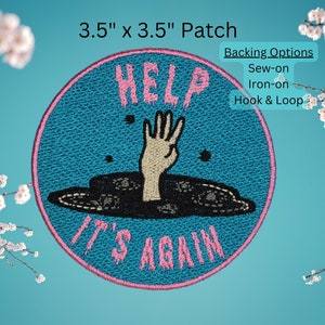 Help It&#39;s Again Fully Embroidered Morale Patch, DnD Emblem, Pastel Death Cleric Badge, Great for Cosplay, Perfect Gift for Nerd