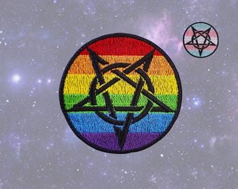 Pentagram Pride Flag Patches, LGBTQIA+ Halloween Emblems, Spooky Satanic Gay Patches, Custom Patches Available Upon Request