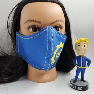 Vault 111 Embroidery Face Mask adult, washable, reversible, elastic, head ties image 4