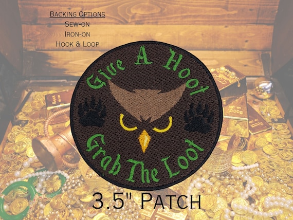 Give a Hoot Grab the Loot Owlbear Patch Fully Embroidered, DnD Emblem, Ranger Badge, Perfect for DnD Battle Jacket Vest or Dice Bag