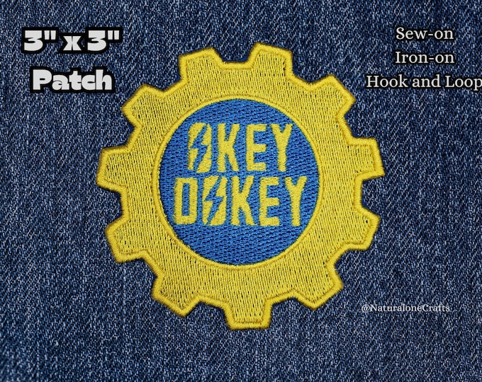 Okey Dokey Patch, Nuclear Apocalypse Gaming Morale Patch, Radiated Wasteland Survivor Label, Always Remember the Golden Rule