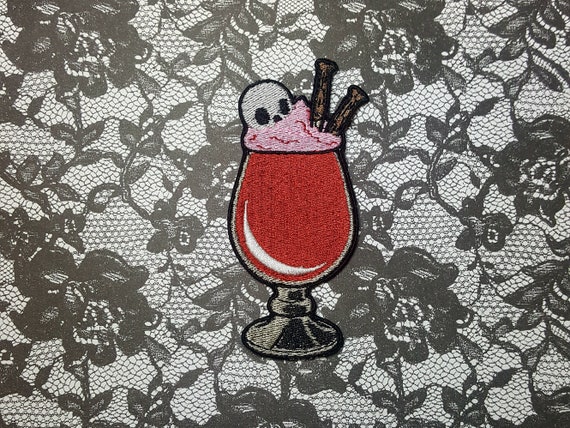 Bloody Milkshake Patch Fully Embroidered, Stake and Shake Vampire, Perfect Gift for Goth, Gothic Undead Badge, Horror-Inspired Morale Patch