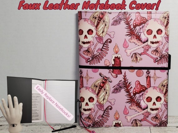 Enigmatic Pink Skull Journal Cover - Candles, Moths, Magic & Mushrooms