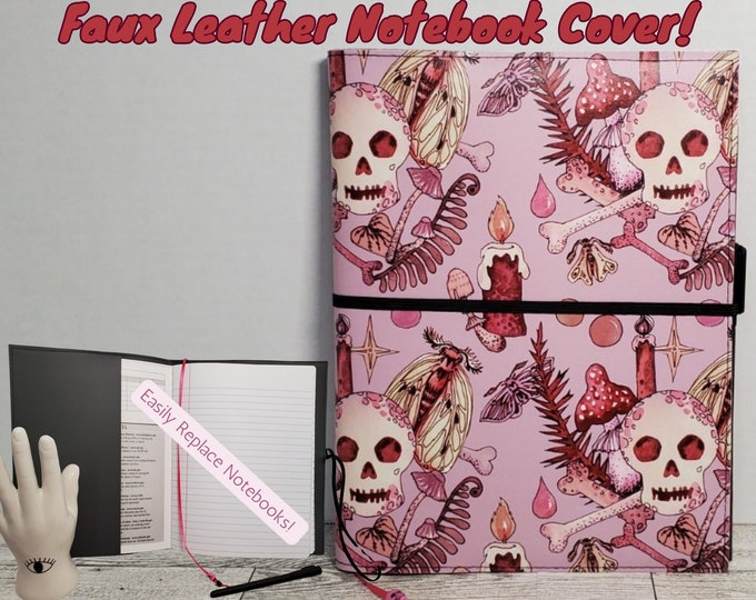 Enigmatic Pink Skull Journal Cover - Candles, Moths, Magic & Mushrooms