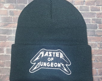 Master of Dungeons Beanie, Geek Fashion, DnD Hats, TTRPG Knitted Cap, Warm and Comfortable Clothing, Perfect Gift for Dungeon Masters