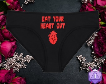 Eat Your Heart Out Valentine Underwear, Gothic Dainty & Dangerous Panties, Perfect Halloween Gift, Multiple Sizes Available From XSmall-5XL