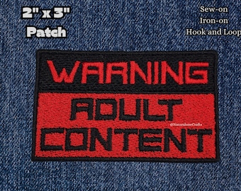 Warning Label, Adult Content patch, Morale Patch, Funny, Gift, Birthday gift