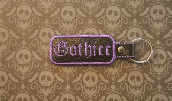 Embroidered Gothicc Key Fob, Gothic Meme Keychain, Spooky Booty Bag Clip, Thicc Vampire Accessory, Perfect Gift for Big Tiddy Goth GF