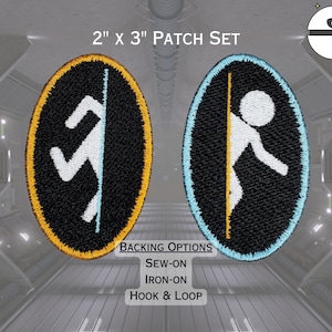 Two (2) Pack Portal Patches 100% Embroidered  Sci-Fi Video Game Emblems, Science Fiction Puzzle Game Badges, Fully Embroidered Morale Patch