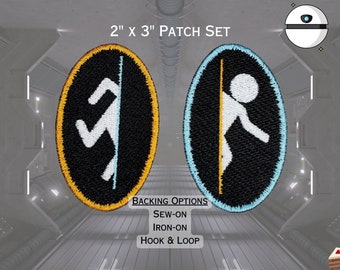 Two (2) Pack Portal Patches 100% Embroidered  Sci-Fi Video Game Emblems, Science Fiction Puzzle Game Badges, Fully Embroidered Morale Patch