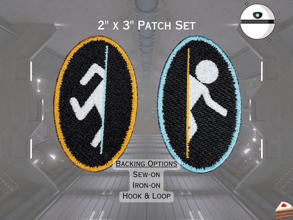 Two (2) Pack Portal Patches 100% Embroidered  Sci-Fi Video Game Emblems, Science Fiction Puzzle Game Badges, Fully Embroidered Morale Patch