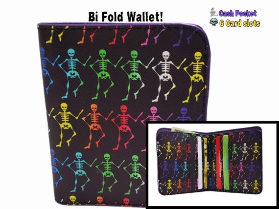 Rainbow Skeletons Bi Fold wallet, LGBTQIA Wallet, Queer Goth,