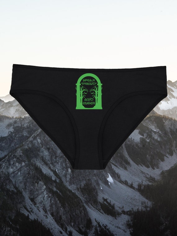 Speak Friend and Enter Black Underwear, LOTR-Inspired Dainty & Dangerous Panties, Great Nerdy Lingerie, Multiple Sizes Available Small-2XL