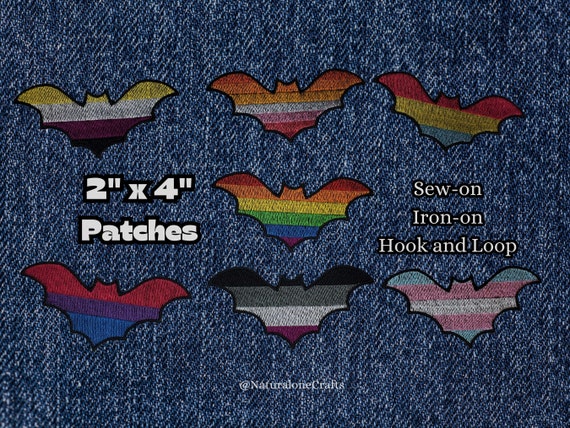 Cute Bat Pride Flag Patches, LGBTQIA+ Halloween Emblems, Spooky Gay Patches, Custom Patches Available Upon Request