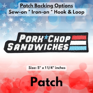 Pork Chop Sandwiches All-American Hero Patch volledig geborduurd, Retro Meme Patch, Klassiek Youtube Video-embleem, Silly Patch