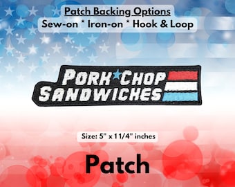 Pork Chop Sandwiches All-American Hero Patch Fully Embroidered, Retro Meme Patch, Classic Youtube Video Emblem, Silly Patch