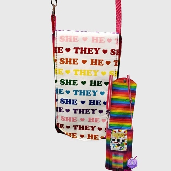 LGBTQIA+ Crossbody Convention Bag, Park Hopper Pride Purse, Rainbow Pronoun Handbag, Perfect for Day Trips