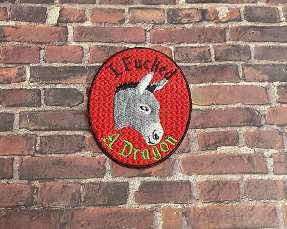 I F*cked a Dragon Donkey Fully Embroidered Patch, 90s Meme Emblem, Silly Gaming Symbol, Perfect for Battle Vests or Jackets
