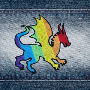 Rainbow Dragon Patch, LGBTQIA+ Fully Embroidered patch
