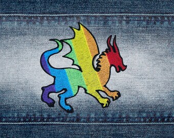 Rainbow Dragon Patch, LGBTQIA+ Fully Embroidered patch