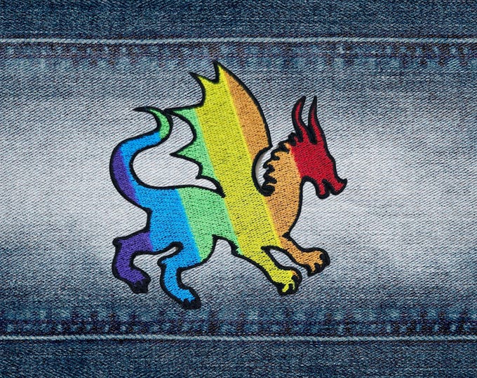 Rainbow Dragon Patch, LGBTQIA+ Fully Embroidered patch