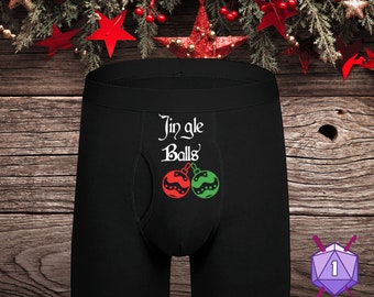 Jingle Balls Christmas Underwear, Dirty and Dashing Boxers, Sizes Available From Small-3XL