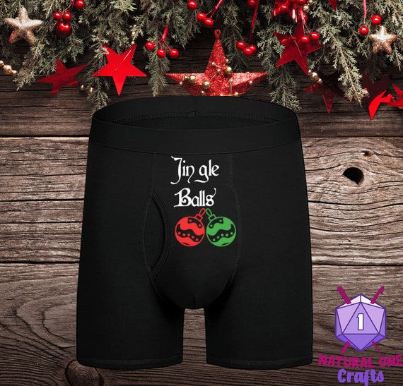 Jingle Balls Christmas Underwear, Dirty and Dashing Boxers, Sizes